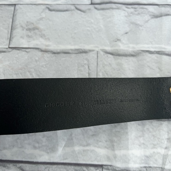 Chico’s black leather boho studded metal belt size small - Picture 4 of 8